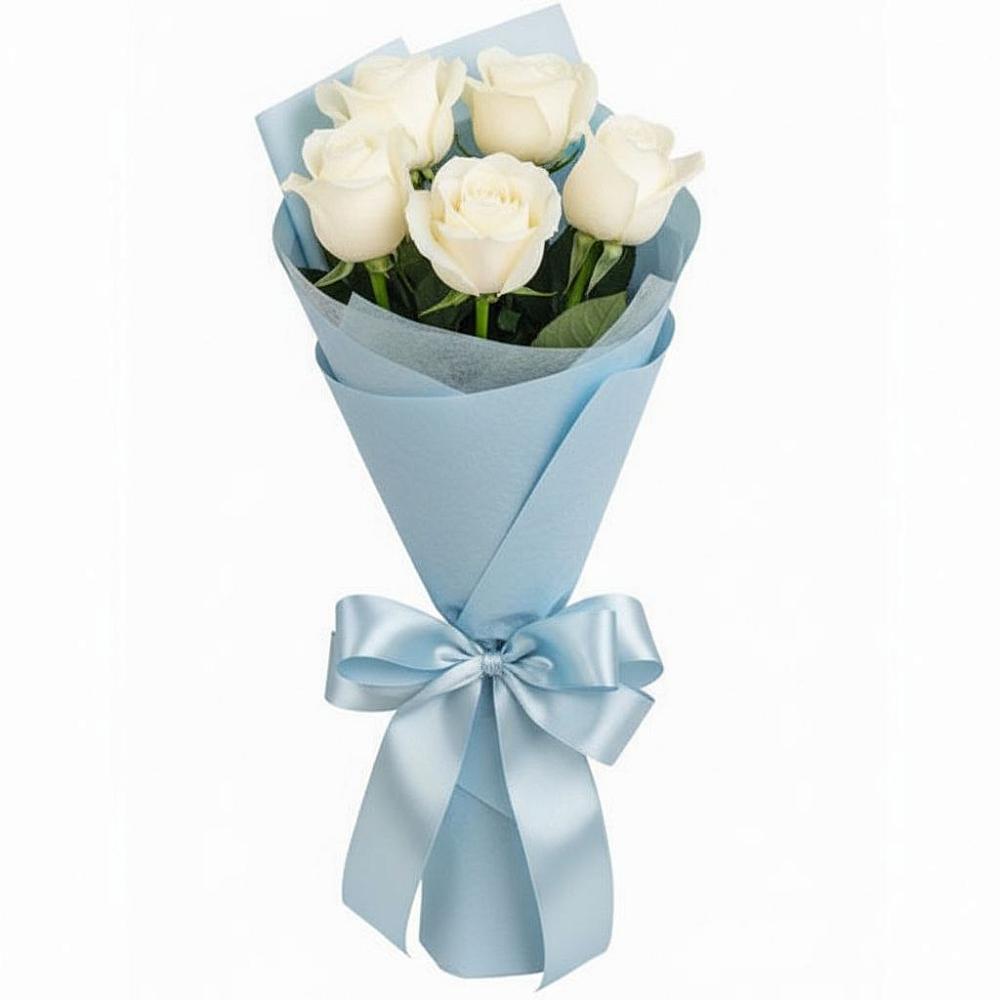 Букет 5 Белых роз Проуд в Лебяжьем Кировской области