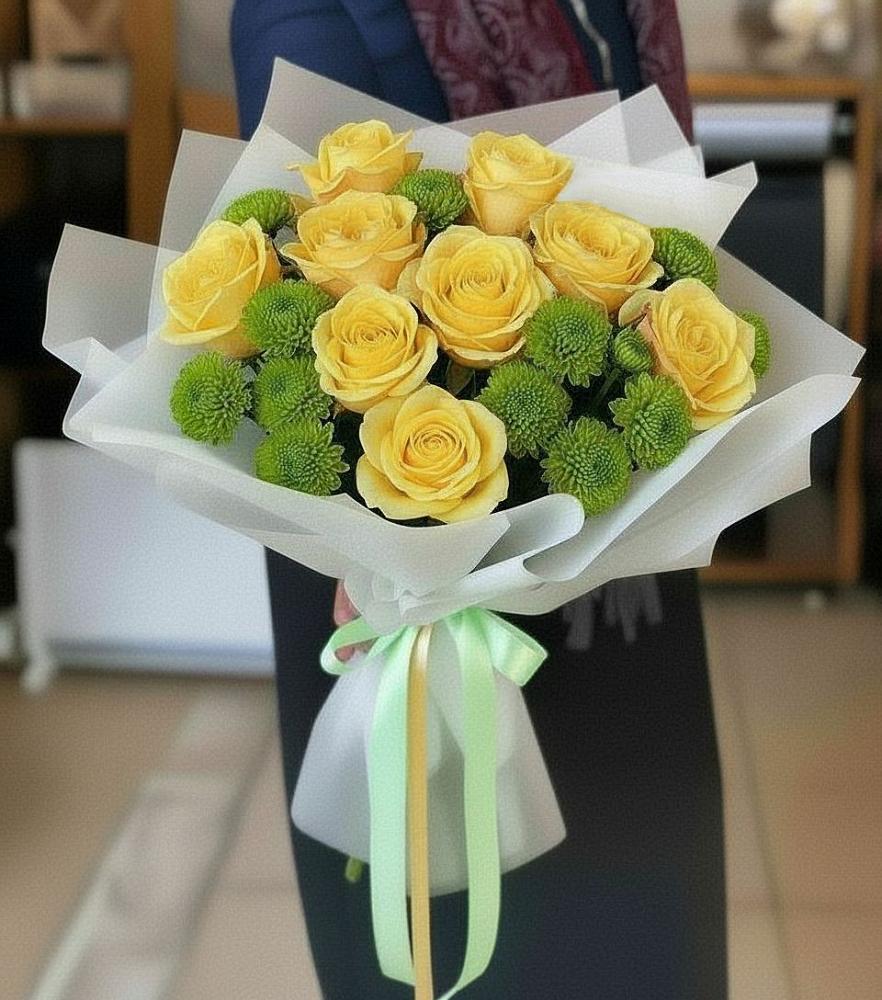 Букет цветов из: Хризантемы и Розы в Лебяжьем Кировской области