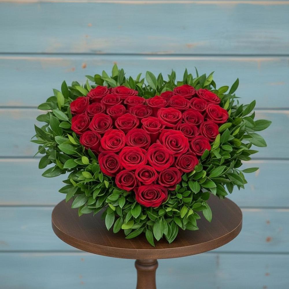 Цветочная композиция из Розы в виде сердца в Лебяжьем Кировской области