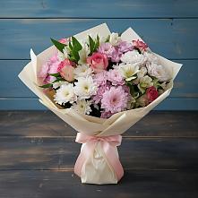 Букет цветов из:  Хризантемы, Альстромерии и Розы в Лебяжьем Кировской области