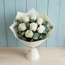 Букет Белые розы в Эвкалипте в Лебяжьем Кировской области