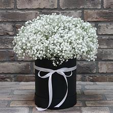Цветочная композиция из Гипсофила в шляпной коробке в Лебяжьем Кировской области